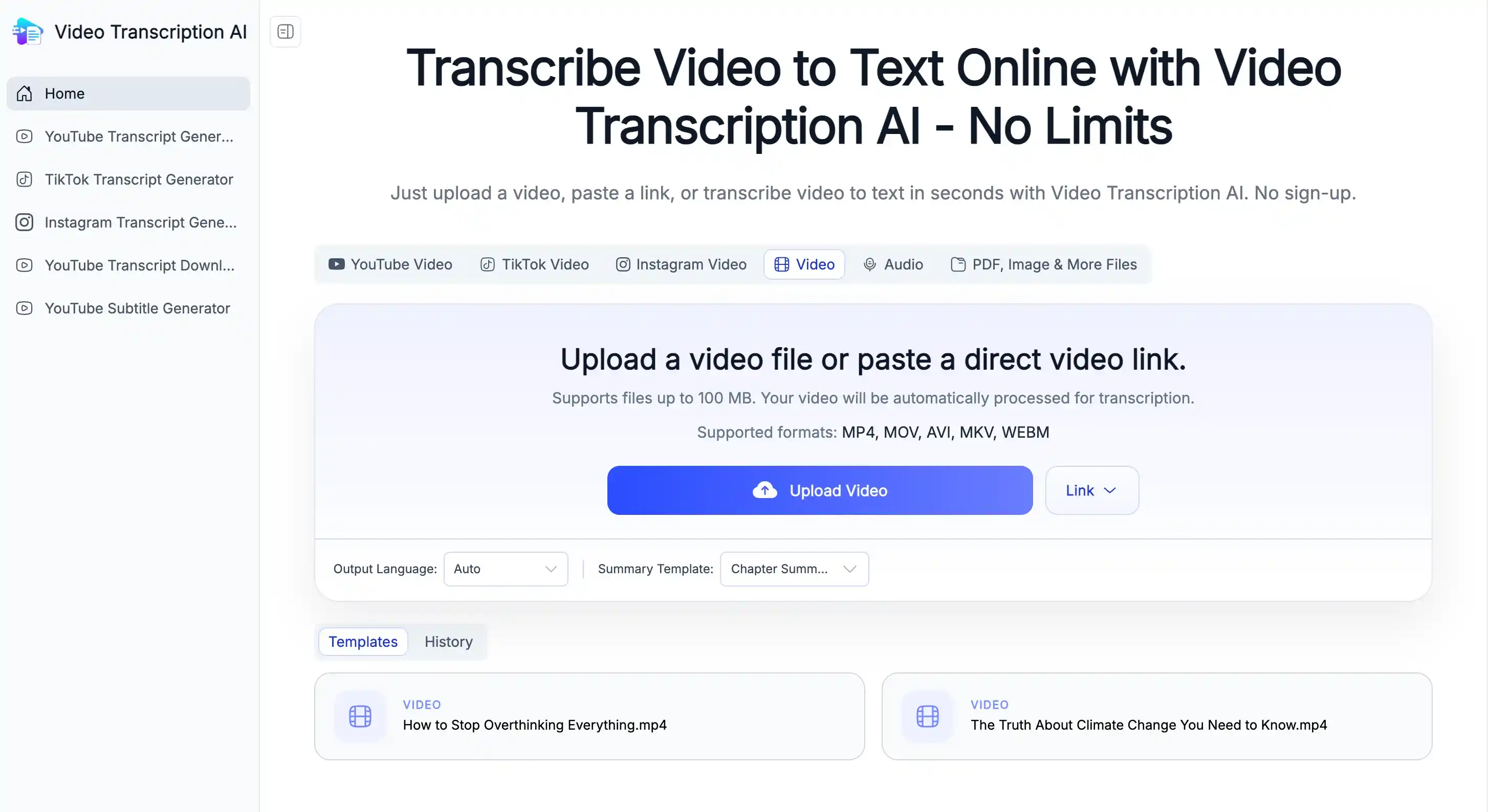 Video Transcription AI