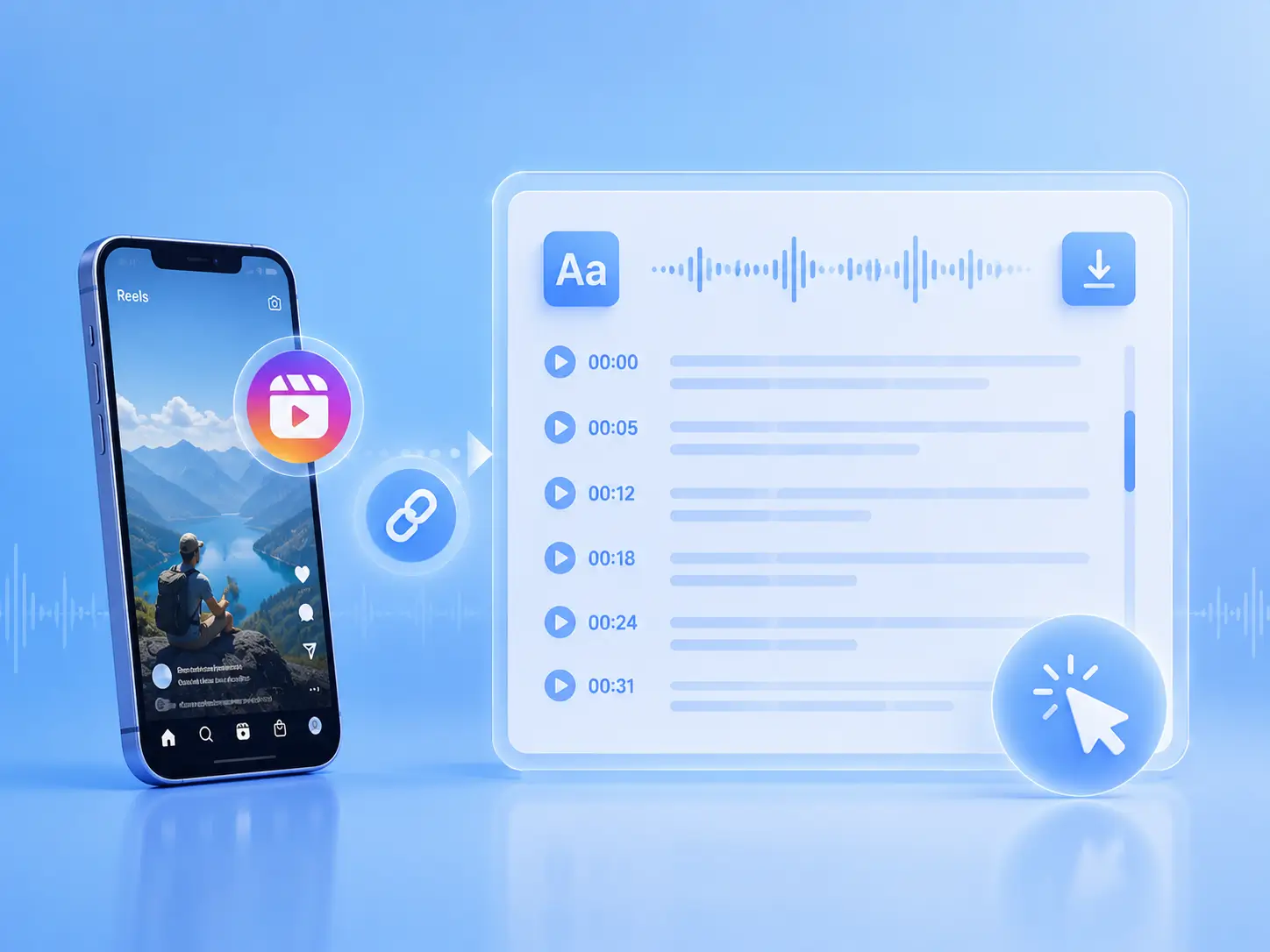 Get Instagram Reel Transcript with Timestamp One-Click