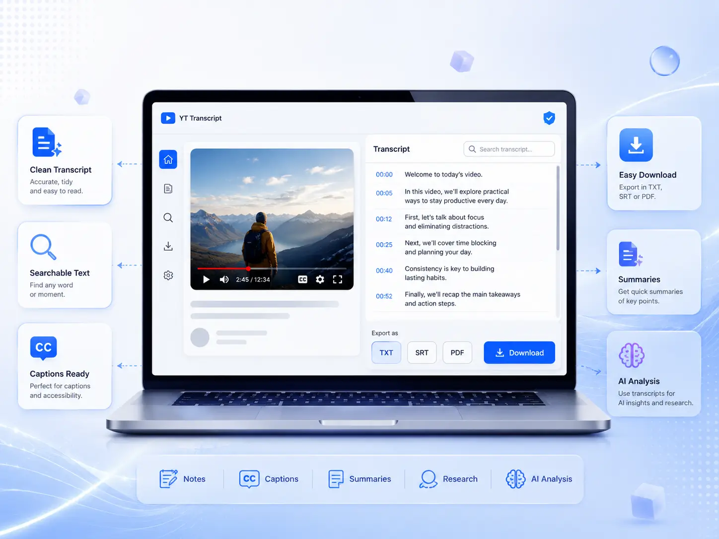 Get Cleaner Text with Free YouTube Transcript Downloader